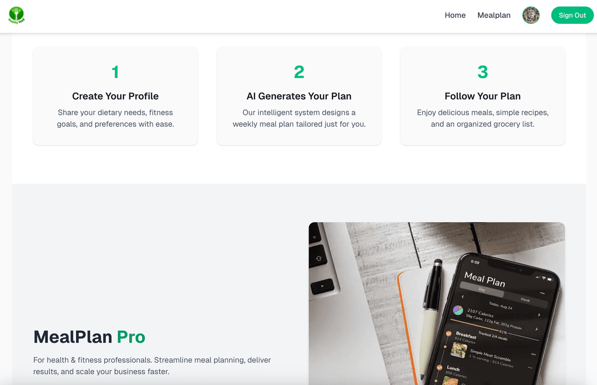 AI Powered MealPlan App