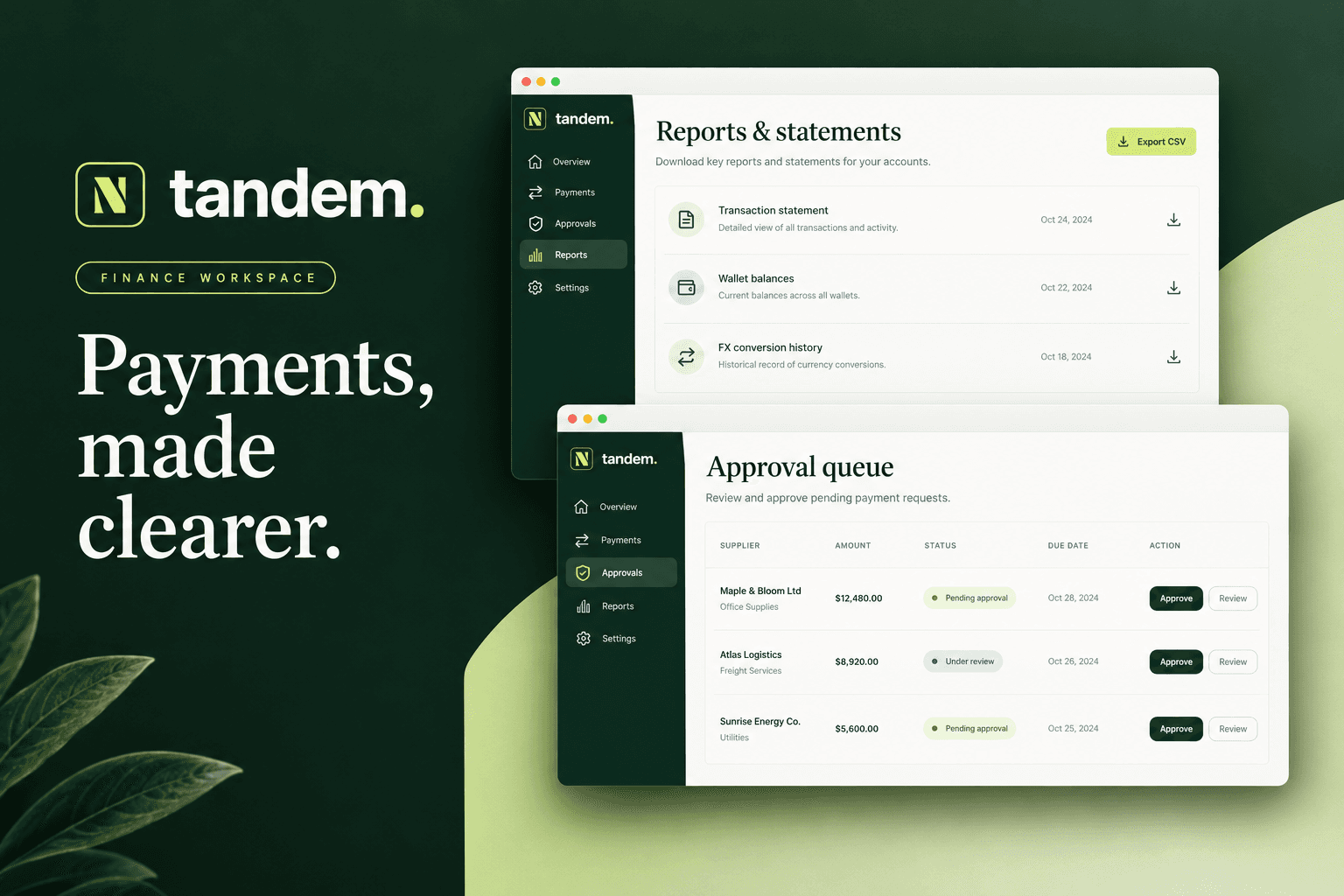 Tandem Finance Workspace - Multi-Currency Fintech & Payout Platform