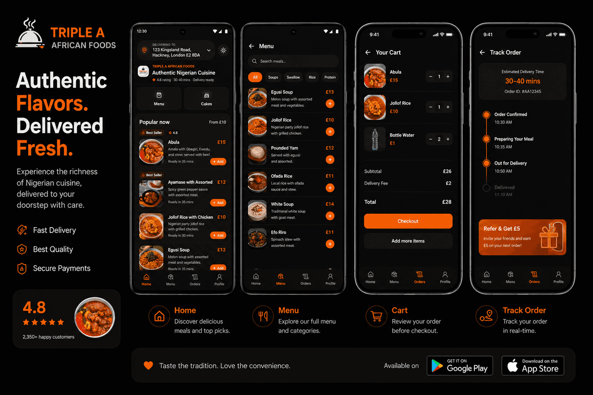 Triple A African Foods - Food Delivery App